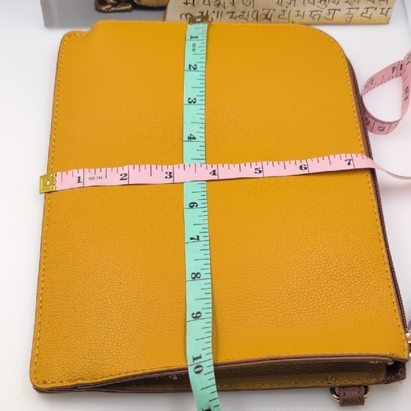 Yellow Travel Bag with Smooth Faux Leather Finish - Picture 3 of 5